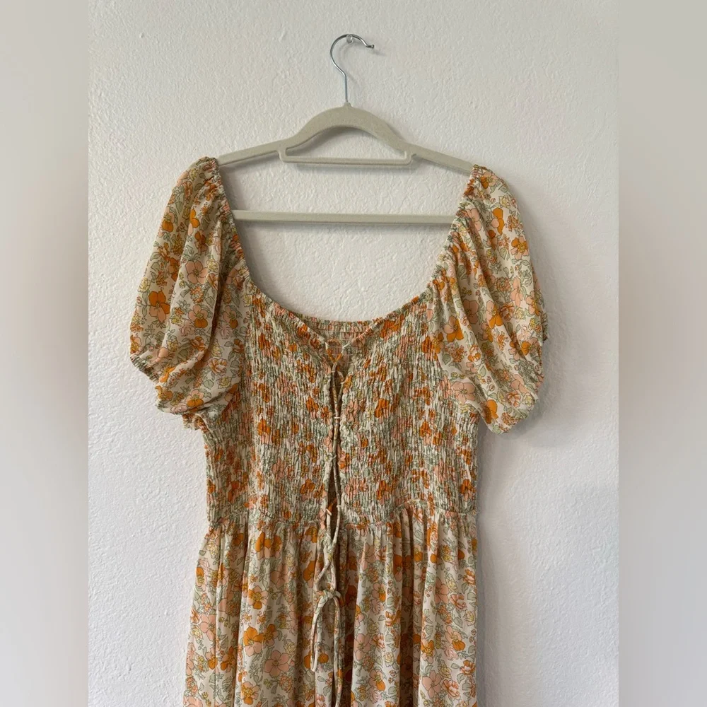 Floral Maxi Dress, Size 2X, Orange,Cream, & Green - Picture 4 of 10